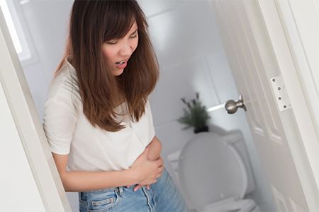 woman with stomach pain